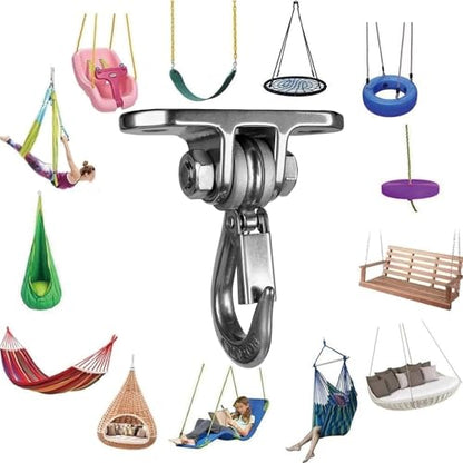 Heavy Duty Swing Hanger Stainless Steel 180° Smooth Operation Screws Bolts, Playground Porch Swing Set Trapeze Wooden Sets Indoor Outdoor - size: 3.9"