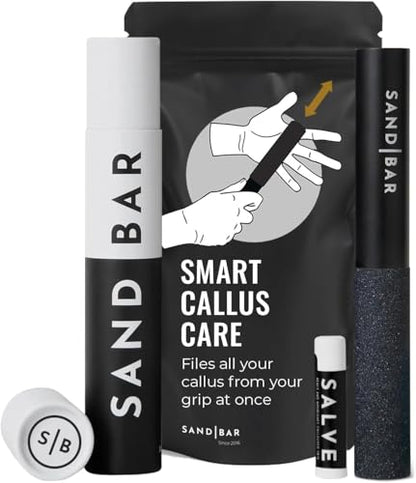 SandBar Callus Remover File for Hands - Durable Aluminum Tool for Callus Care and Dead Skin Removal - Includes Nourishing Salve - Ideal for Athletes, Climbers, and Gym Enthusiasts - style: Flat Black