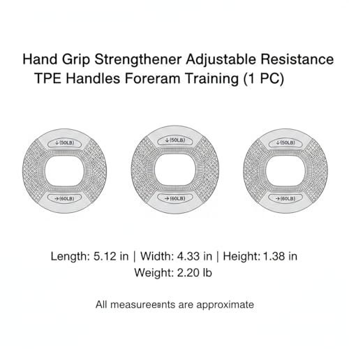 Adjustable Hand Grip Strengthener with TPE Handles for Forearm, Finger & Wrist Training - Portable Fitness Tool - color: Gray
