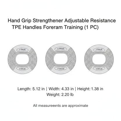 Adjustable Hand Grip Strengthener with TPE Handles for Forearm, Finger & Wrist Training - Portable Fitness Tool - color: Gray