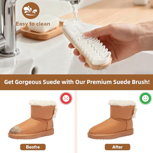 Suede Cleaner Brush 2 Pack, Gentle Daily Care Brush for Suede & Nubuck Shoes, Boots, Bags, Portable Cleaner Kit for Refreshing Nap and Lifting Surface Dirt