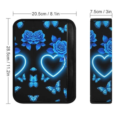 2 Piece Butterfly Blue Rose Car Seat Belt Pad Breathable Seat Belt Cushion for Child, Stroller Pushchair High Chair, Easy Install (No Tool) - color: Pattern 1164