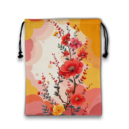 Gymnastics Grip Bag Lightweight Small Drawstring Grip Bags for Gymnasts - color: Flower Art-red