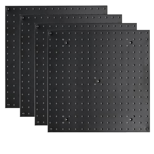 Pegboard Smith 16x16 inch Wall Tool Organizer Pegboard Panels, Black Metal Pegboard for Tool Storage, Workbench Tools Organization Peg Board(4 PCS, Black) - color: Black, size: 32*32in