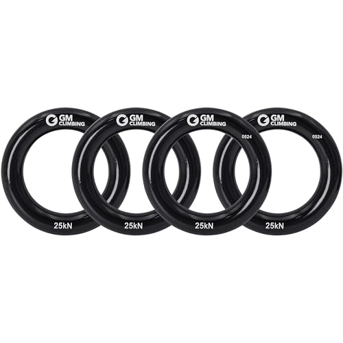 GM CLIMBING Rappel Ring 25kN for Rock Climbing Arborist Rescue Slackline Hammock - color: Large Black_4 Pack