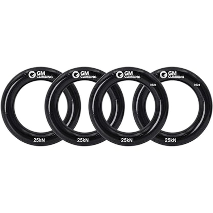 GM CLIMBING Rappel Ring 25kN for Rock Climbing Arborist Rescue Slackline Hammock - color: Large Black_4 Pack