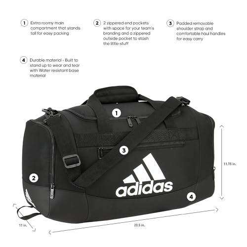 adidas Unisex Defender 4.0 Gym Duffel Bag for Men and Women - color: Black/White, style: Small (38l)