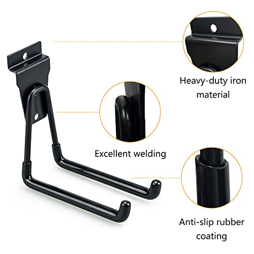 Slatwall Hooks, Slat Wall Accessories Multi Size Garage Hooks Storage Utility Hanging Hooks Wall Mount Tool Holder for Ladder Garden Tools (14 Pack, Black)