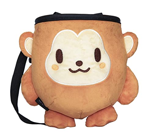 Chalk Bag for Rock Climbing - Bouldering Chalk Bucket with Quick-Clip Belt, Zipper Pocket and Brush Holder - style: Monkey