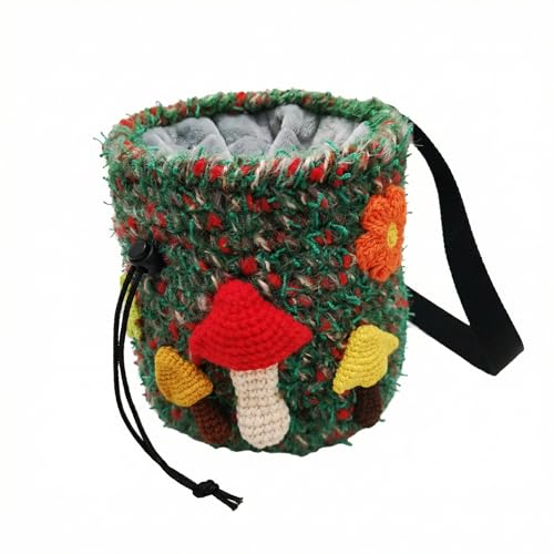 Handmade Crochet Rock Climbing Chalk Bag, Fun Plush Animal Chalk Pouch with Drawstring, Adjustable Waist Belt for Indoor Outdoor Bouldering Sport Climbing - style: Flower