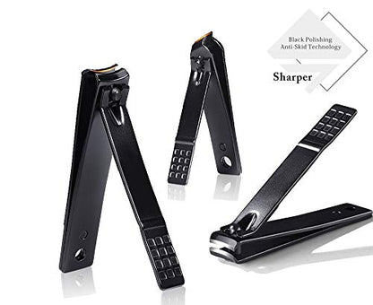 Professional Stainless Steel Nail Clipper Travel & Grooming Kit Nail Tools Manicure & Pedicure Set of 15pcs with Luxurious Case (Black/Yellow) - color: Black/Yellow