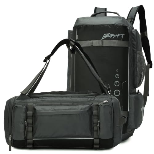BESMART 40L 2 in 1 Convertible Gym Duffel Bags,Large Sport Backpack for Men | Shoes Compartment,Extra Large Workout Backpack,9 Outer pockets,Waterproof,Heavy Duty Backpacks,Travel/Hiking/Carry On,Black - color: Black-Grey, size: Large-40L