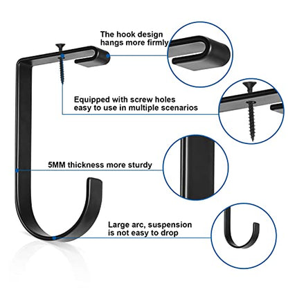 Ferraycle 12 Pcs Add-on Storage Hooks for Ceiling Rack and Wall Shelving, Bike Hanging and Flat Hooks, Black