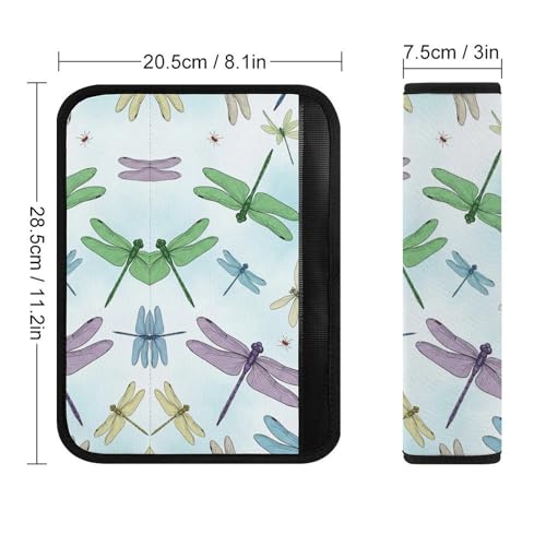2 Pack Dragonfly Floral Flower Car Seat Straps Shoulder Pads Universal Fit Neck Strap Covers for Adults and Children, All Vehicles, Pressure Relief - color: Pattern 267