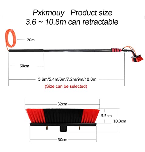 3.6~10.8m Window Cleaning Pole, Water Fed Telescopic Brush, Window Cleaner Kit, Extendable Solar Panel Washing Equipment Cleaning Conservatory Roof Extendable Cleaner Con - color: 35cm Brush Head, size: 12FT/3.6M