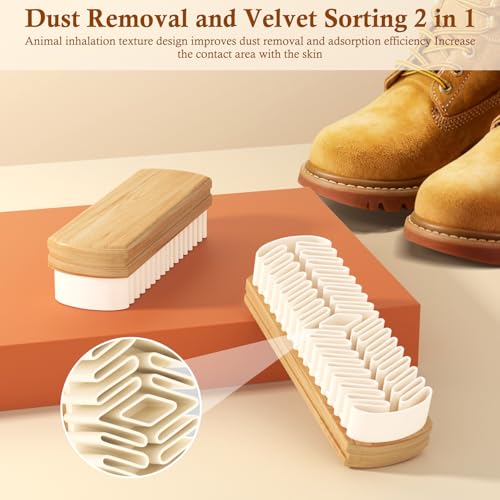 Suede Shoe Brush, 2-in-1 Cleaner with Rubber Brush Head(White) | Rubber Shoe Brush, Suede Eraser and Cleaner for Shoes, Jacket, Purse, Bags, Sofa with Wooden Handle