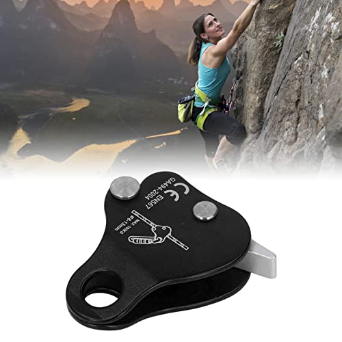 Kadimendium Climbing Rope Grab Stopper Aluminum Alloy Self Locking Grip Clamp for Cave Exploration (Black) - color: Black