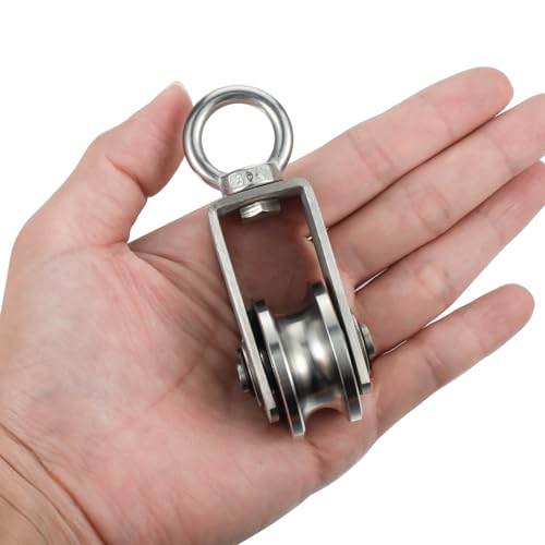 Cable Pulley Wheel Stainless Steel, Bearing Inside, Rope Pulley for Pulley System, Gym Equipment, Clothesline, 4 Pack - size: 4pcs pulley with round ring