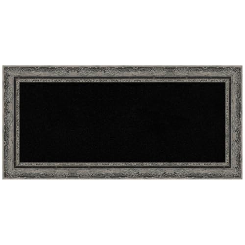 Amanti Art Black Cork Board for Wall, 16x34 Vision Board with Black Frame, Medium Corkboard Office Decor for Home Organization, Traditional Corkboard Pinboard to Display Items for Home Organization - color: Filigree Matte Black, size: 34" x 16"