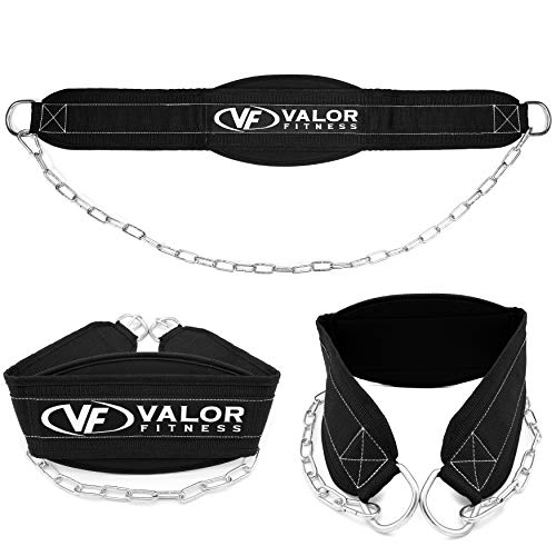 Valor Fitness Dip Belt – Heavy-Duty Weight Lifting Belt with Chain for Weighted Dips, Pull-Ups, Squats & Core Exercises, Black, One Size Fits All