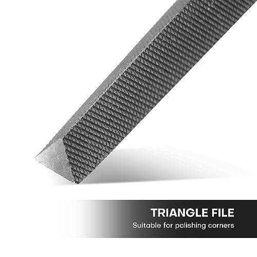 6" Triangular Medium Cut File, Double Cut Teeth, Made of High Carbon Steel, Half Round Hand File Without Handle, Suitable for Shaping Metal, Wood, etc - color: Triangular File, size: 6 Inch