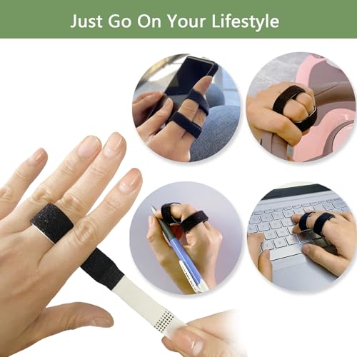 14 Pack Buddy Straps for Fingers Buddy Loops Hook-and-Loop Finger Support for Injured, Jammed, Mallet, Trigger Finger - Adjustable & Reusable - color: Black -14 pack