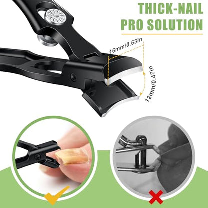 German Nail Clippers for Men Thick Nails, Heavy Duty Toenail Clippers for Seniors with Catcher, Portable Ultra Sharp Fingernail Clipper for Women with Large Wide Jaw Opening