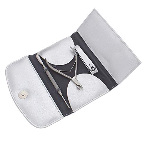 SURGICAL ONLINE Professional Manicure Set, Travel Nail Care Kit, Nail Clippers, Cuticle Nipper, Cuticle Pusher, Nail Cutter Stainless Steel Portable Grooming Kit For Women & Men (Silver) - color: Silver