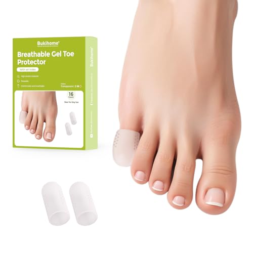 Bukihome 16 PCS Toe Protectors, Silicone Toe Caps Toe Sleeve Protectors, Prevent Pain Relief for Corns, Blisters and Ingrown Toenails，Great for Running, Walking, Stop Toe Pain(16 S) [Upgrade] - size: Small(16 Pack)