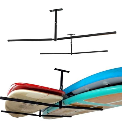 StoreYourBoard Standup Paddle Board and Surfboard Garage Storage Rack - Adjustable Ceiling Mount Hanger for SUP Storage, Heavy Duty Overhead Paddleboard Organizer for Garage, Space Saving Rack - style: Double
