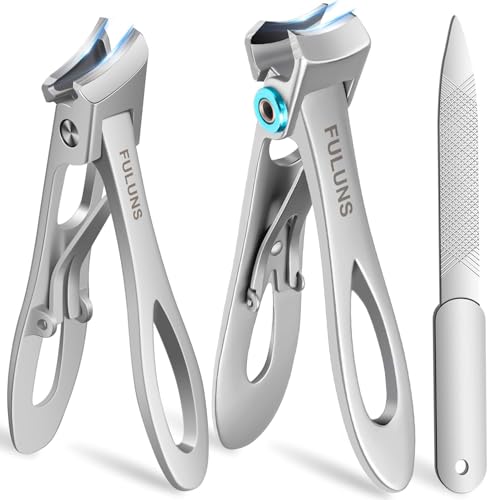 Toenail Clippers for Men Thick Toenails with 16MM Wide Jaw Opening, Large Nail Clippers for Seniors Thick Nails with Long Handle, Heavy Duty Sharp Slanted Nail Cutter Gifts for Men Women Adults - style: Silver Slanted Nail Clippers Set