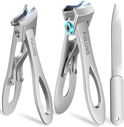 Toenail Clippers for Men Thick Toenails with 16MM Wide Jaw Opening, Large Nail Clippers for Seniors Thick Nails with Long Handle, Heavy Duty Sharp Slanted Nail Cutter Gifts for Men Women Adults - style: Silver Slanted Nail Clippers Set