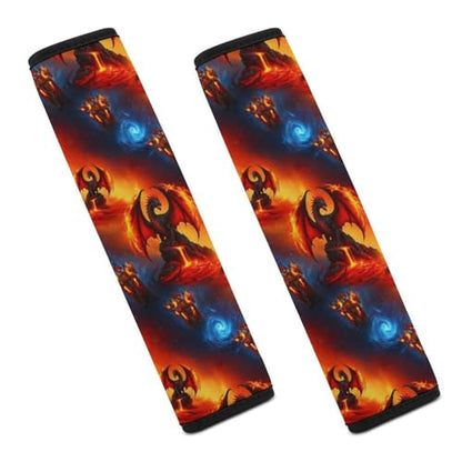 Universal Fit Red Blue Ice Fire Dragon Car Seat Belt Pad for Elderly Support, Stroller Pushchair High Chair, 1 Pair Shoulder Harness Cover Neck and Shoulder Support - color: Pattern 700