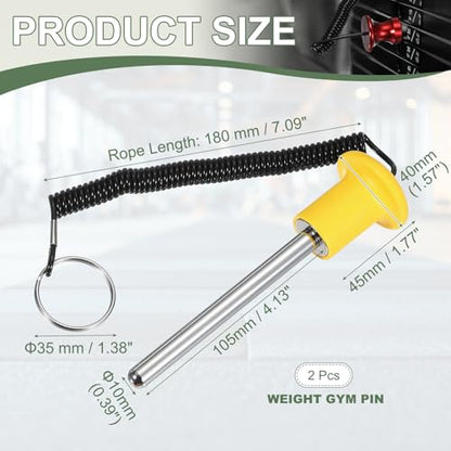 Gym Pin Weight Stack Pin Strength Training Lifting Equipment Replacement with Pull Rope Fitting for Home Gym - color: Yellow, size: 0.4 x 4.1 Inch