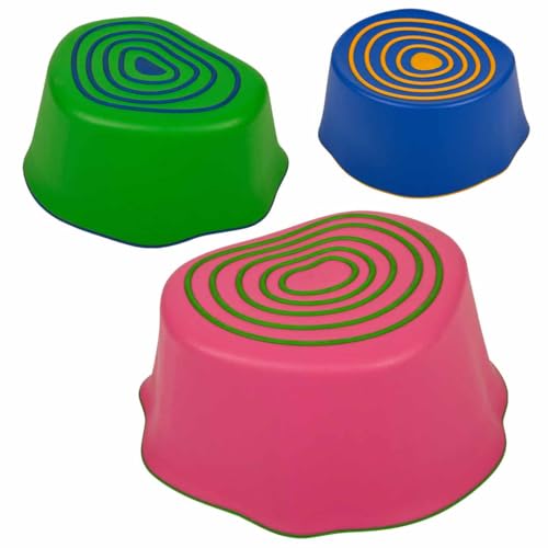 edxeducation Step-a-Trail | Stumps | Set of 3 Stepping Stones | Obstacle Course for Kids | Indoor and Outdoor | Build Gross Motor Skills | for Ages 18M+ - style: Stumps