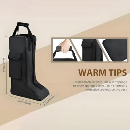 Tall Boot Bag 22x8.3x13 inch, Tear Resistant Carry Bag with Top Handle, Equestrian Equipment Organizer for Travel, Skiing, Rock Climbing, Camping