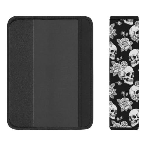 2 Pack Skull Floral Car Seat Straps Shoulder Pads Soft Padded Shoulder Harness Cover for Adult Use, Stroller Pushchair High Chair, Pressure Relief - color: Pattern 1135