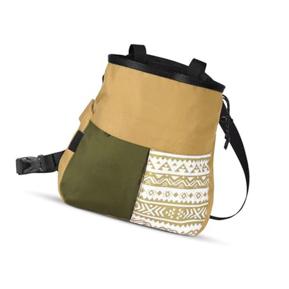 CHICIRIS Mountaineering Chalk Bag, Large Capacity Trapezoidal Bottom Holds 700g Powder 10 Hours Training, with Phone Fit Wide Mouth Angled Design for Multifunctional Outdoor Sports - size: Large Khaki