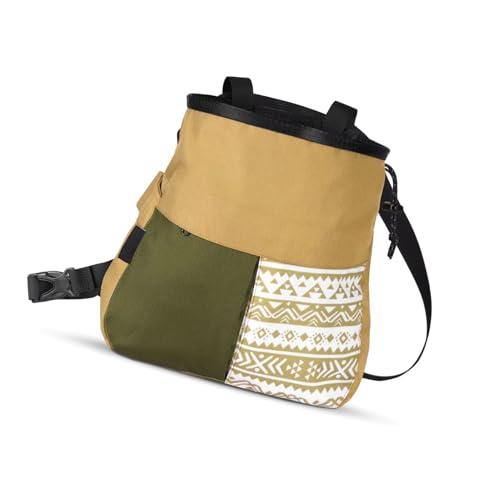 Keenso Mountaineering Chalk Bag Large Capacity Bouldering Chalk Bag Holds 700g Powder Wide Mouth Opening Dual Carry Points Front Pocket for Climbing Training Outdoor Sports - size: Large Khaki
