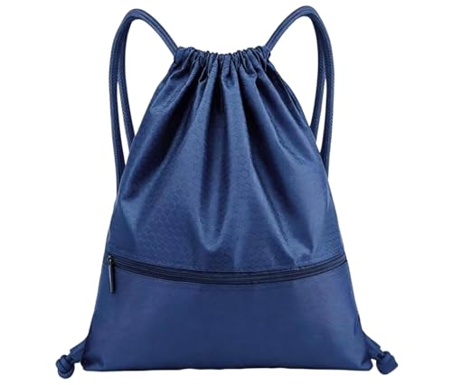 Sports Drawstring Backpack for Men, Waterproof Swim Gym Bag with Shoes Compartment for Women, Lightweight Pull String Sport Bag for Swim, Soccer, Blue&Large - color: Blue, size: Large