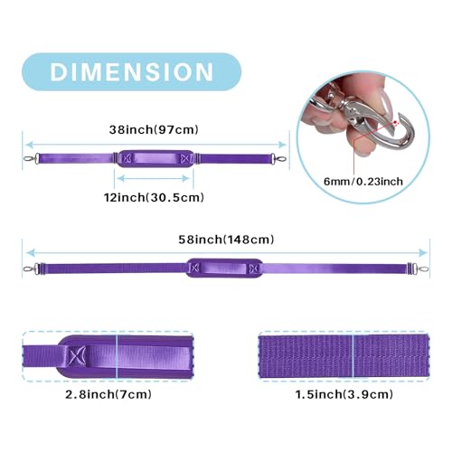 Shoulder Strap for Bag Universal Replacement 58"/67" Fixed Padded Adjustable Buckle Heavy Duty Shoulder Strap - color: Purple, size: 58"