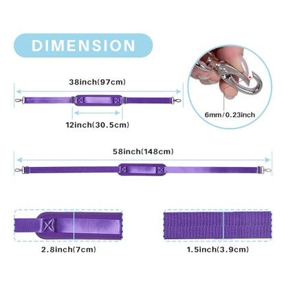 Shoulder Strap for Bag Universal Replacement 58"/67" Fixed Padded Adjustable Buckle Heavy Duty Shoulder Strap - color: Purple, size: 58"