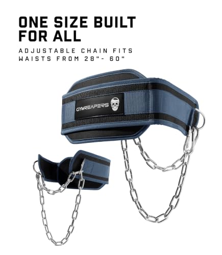 Gymreapers Dip Belt With Chain For Weightlifting, Pull Ups, Dips - Heavy Duty Steel Chain For Added Weight Training - color: Navy