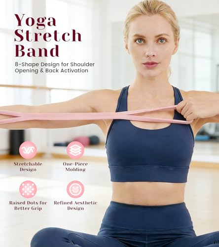 Resistance Bands with Handles, 2 Pcs Figure 8 Exercise Bands for Arm, Back and Shoulder Training, Elastic Fitness Bands for Strength Training, Stretching, Yoga and Home Workouts - color: ‎Pink+Purple