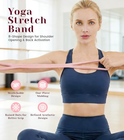 Resistance Bands with Handles, 2 Pcs Figure 8 Exercise Bands for Arm, Back and Shoulder Training, Elastic Fitness Bands for Strength Training, Stretching, Yoga and Home Workouts - color: ‎Pink+Purple
