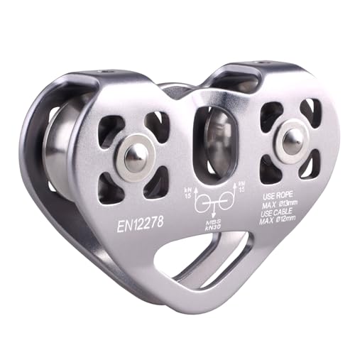 Azarxis 30 kN Zipline Pulley 6700LBS Zip Line Tandem Dual Trolley Kit for Cable & Rope Heavy Duty for Rescue Climbing Hauling Backyard Zipline Mountaineering Rigging (Gray) - color: Gray