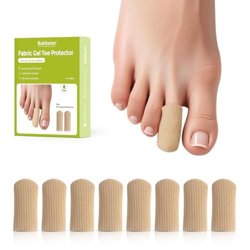Bukihome 8 PCS Toe Protectors, Silicone Toe Caps Closed Toe Surface Fabric Sleeve Protectors, Prevent Pain Relief for Corns, Blisters and Ingrown Toenails（8PCS Medium Size)[Upgrade] - size: Medium(8 Pack)