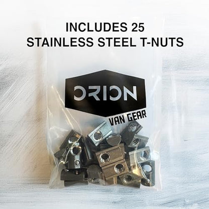 10 Series 1/4"-20 Stainless Steel Self Aligning Roll-in T-Nuts with Ball Spring (25-Pack) – 8020-Compatible T Slot Hardware for Aluminum Extrusion