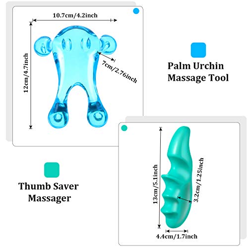 2 Pcs Deep Tissue Massage Tool Set Include 4 Legged Palm Massager and Thumb Massager Tool for Therapists Full Body Muscle Relief Gentle Point Massage Portable Handheld for Home Travel