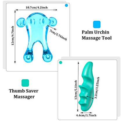 2 Pcs Deep Tissue Massage Tool Set Include 4 Legged Palm Massager and Thumb Massager Tool for Therapists Full Body Muscle Relief Gentle Point Massage Portable Handheld for Home Travel